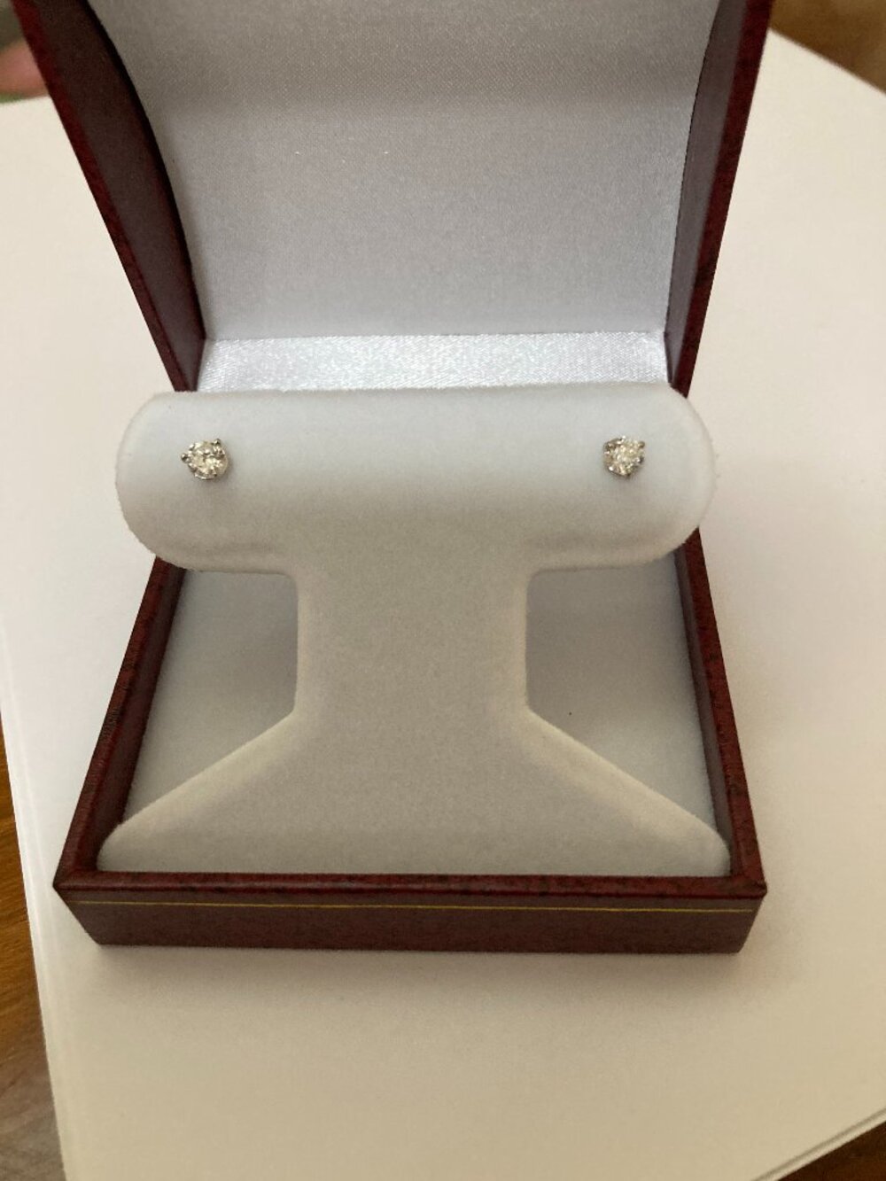 14K White Gold Diamond Stud Earrings Martini Settting .50 CTW Natural